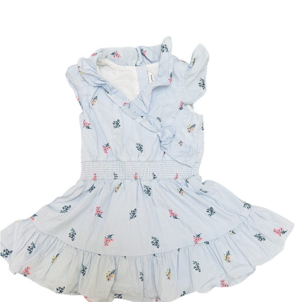 Janie and Jack Floral Ruffle Kids Dress - Blue and Pink